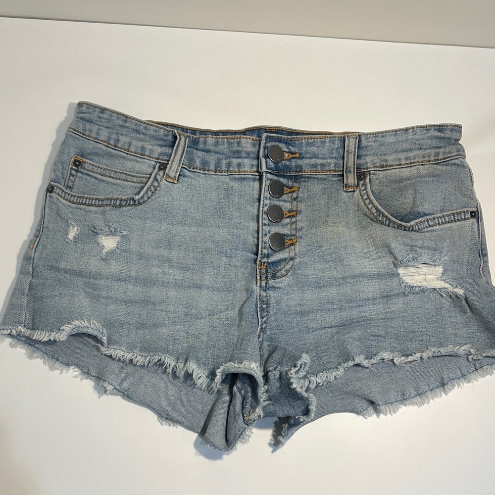 Billabong Distressed Cut-Off Jean Shorts Button Fly Women’s 25